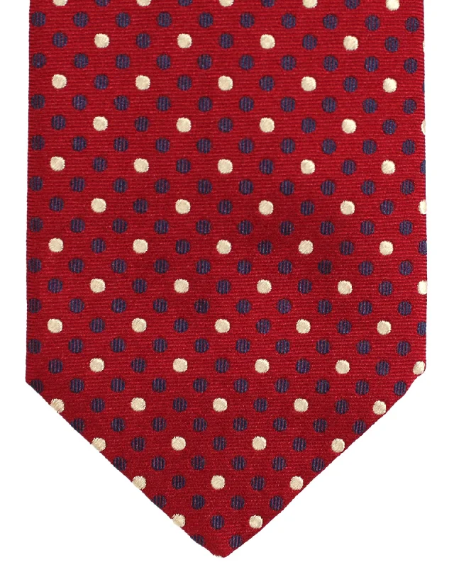 Stylish men's tie with bold geometric designs-Luigi Borrelli Tie Dark Red Mini Dots