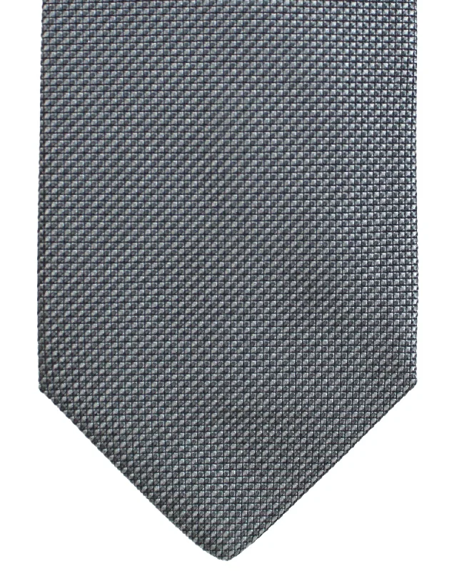 Elegant men's silk tie for formal occasions-Luigi Borrelli Tie Gray Micro Check Design