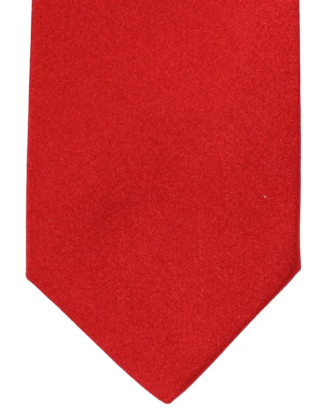 Men's tie with contemporary stripes for business-Luigi Borrelli Tie Red Solid Design