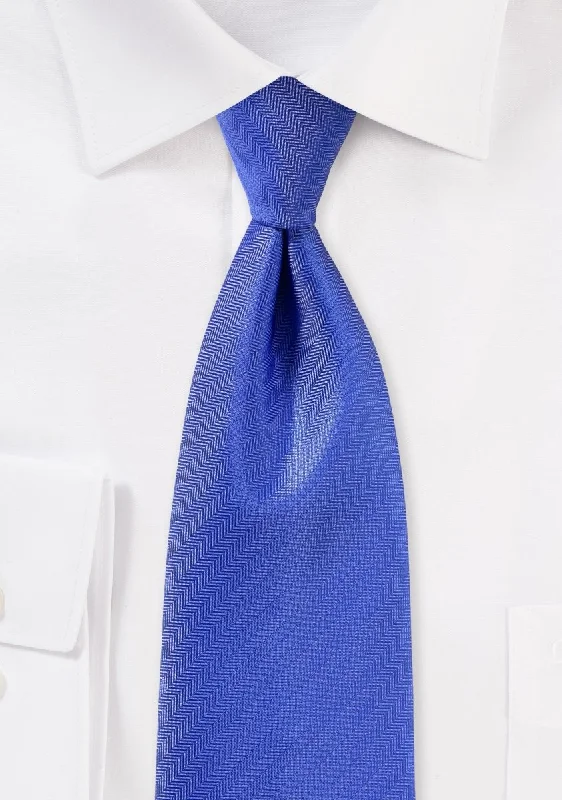 Men's tie with modern patterns for high-end events-Marine Blue Herringbone Necktie