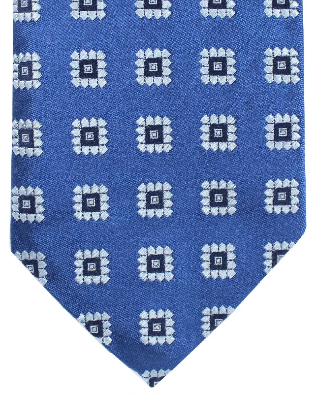 Men's tie for professional business attire-Massimo Valeri 11 Fold Tie Navy Geometric Sartorial Elevenfold Necktie