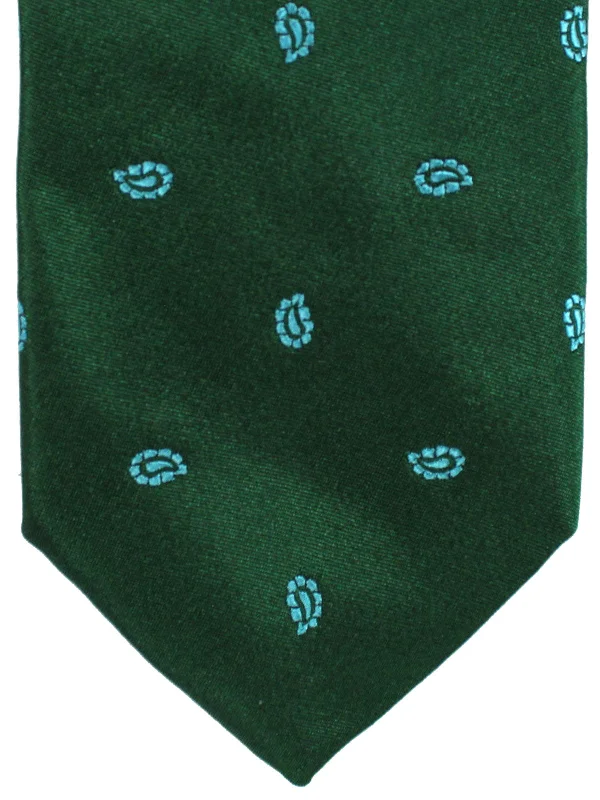 Men's silk tie with paisley design for special occasions-Massimo Valeri Extra Long Tie Green Aqua Paisley Hand Made In Italy