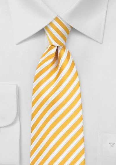 Luxury men's tie with subtle checks-Meyer Lemon Summer Striped Necktie