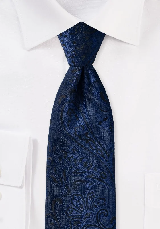 Best men's tie for sophisticated casual wear-Midnight Navy Proper Paisley Necktie