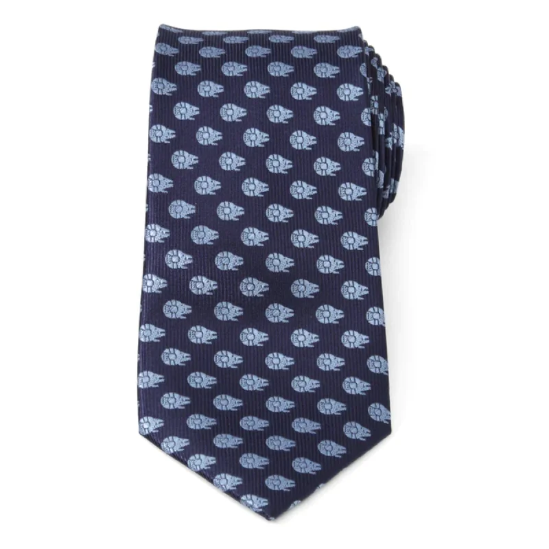 Men's tie with luxurious satin sheen-Star Wars Millennium Falcon Blue Tonal Mens Tie