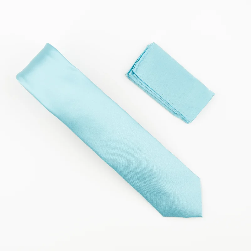 Stylish men's tie with bold patterns-Mint Pastel Satin Finish  Extra Long Necktie with Matching Pocket Square