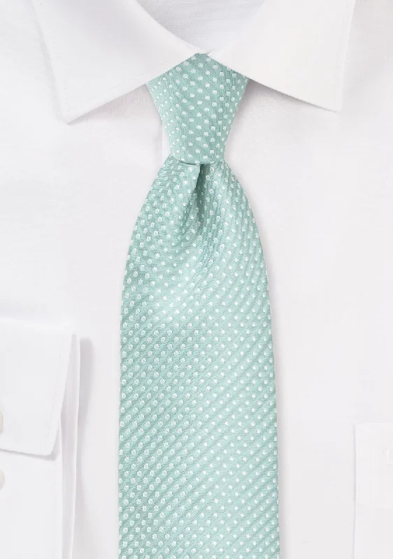 Designer tie with geometric shapes for work-Mint Pin Dot Necktie