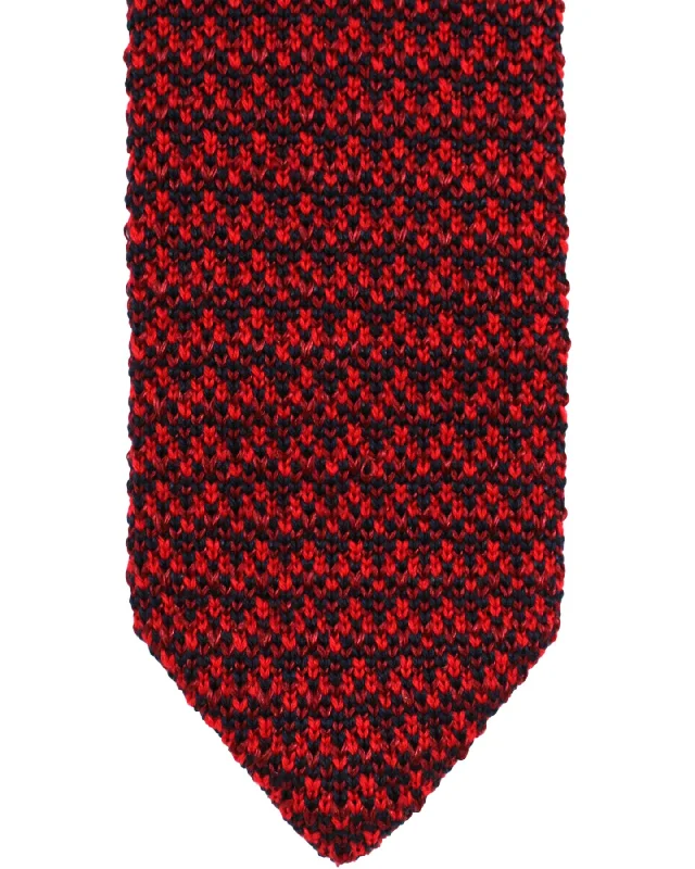 Men's tie for formal gatherings with floral designs-Missoni Wool Silk Knitted Tie Red Pattern Design