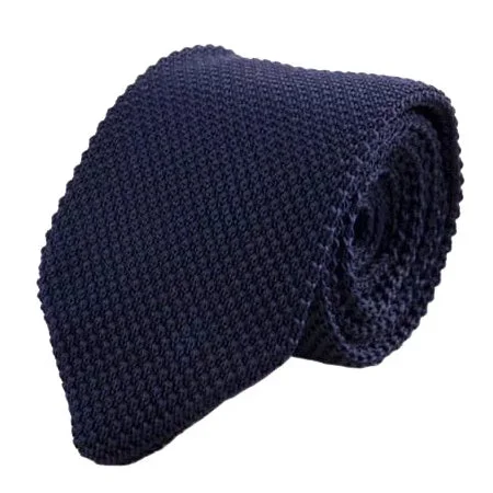 Men's tie with subtle patterns for upscale events-Classy Men Solid Navy Blue Knitted Tie