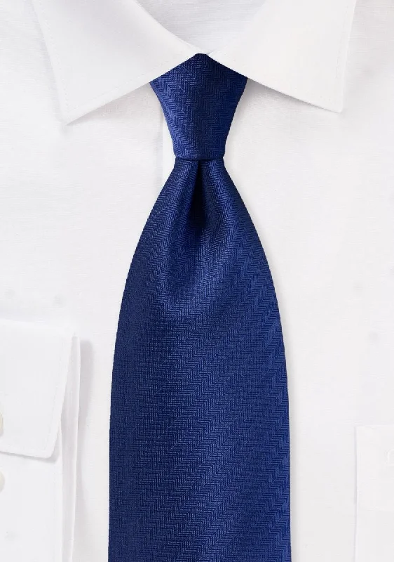 Best men's tie with sophisticated checks-Navy Herringbone Necktie