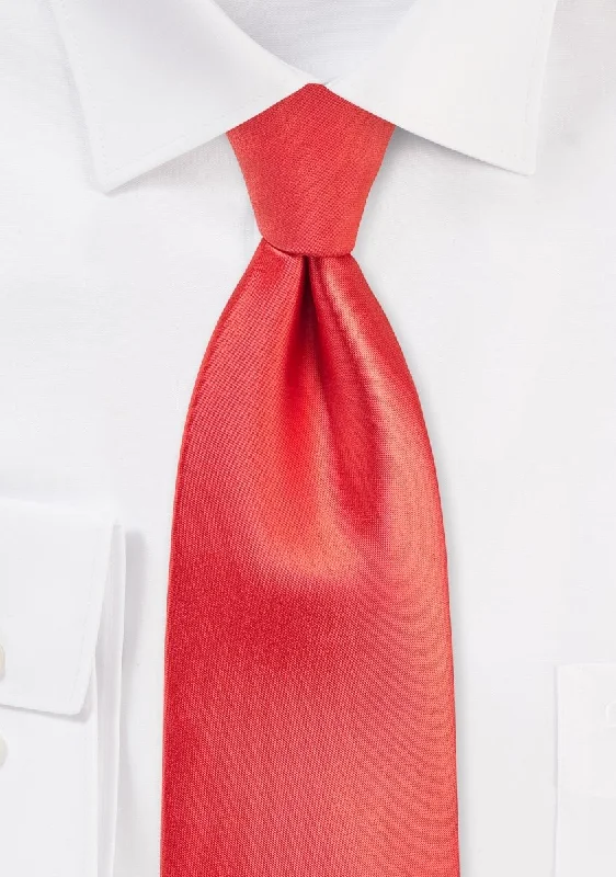 Men's tie with modern prints for a unique look-Neon Coral Solid Necktie