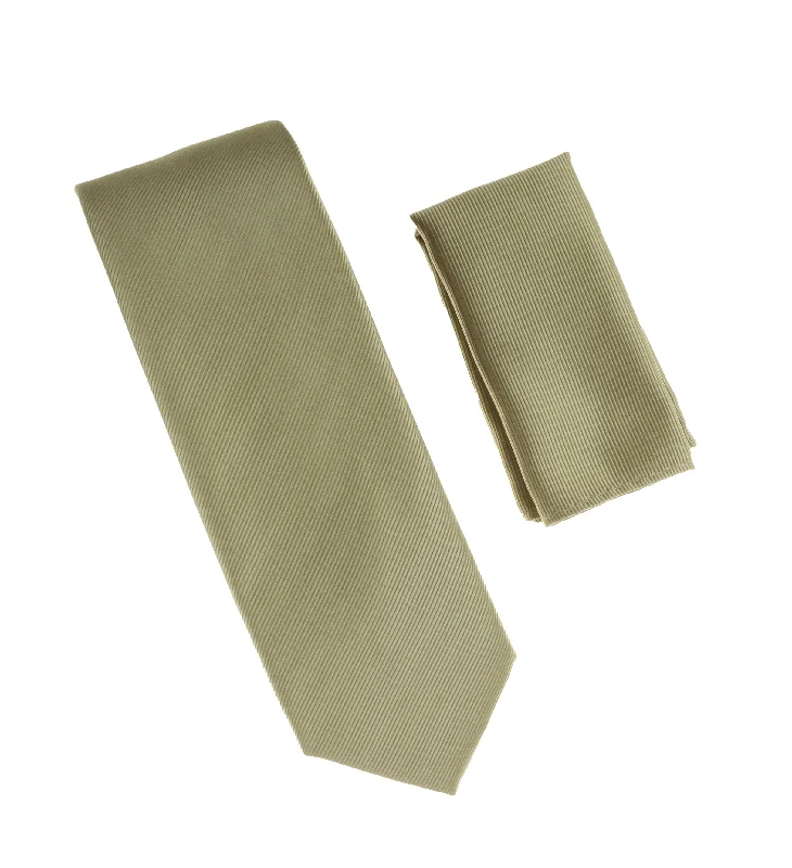 Best men's tie with sophisticated checks-Olive Corded Weave Extra Long Necktie with a Matching Pocket Square