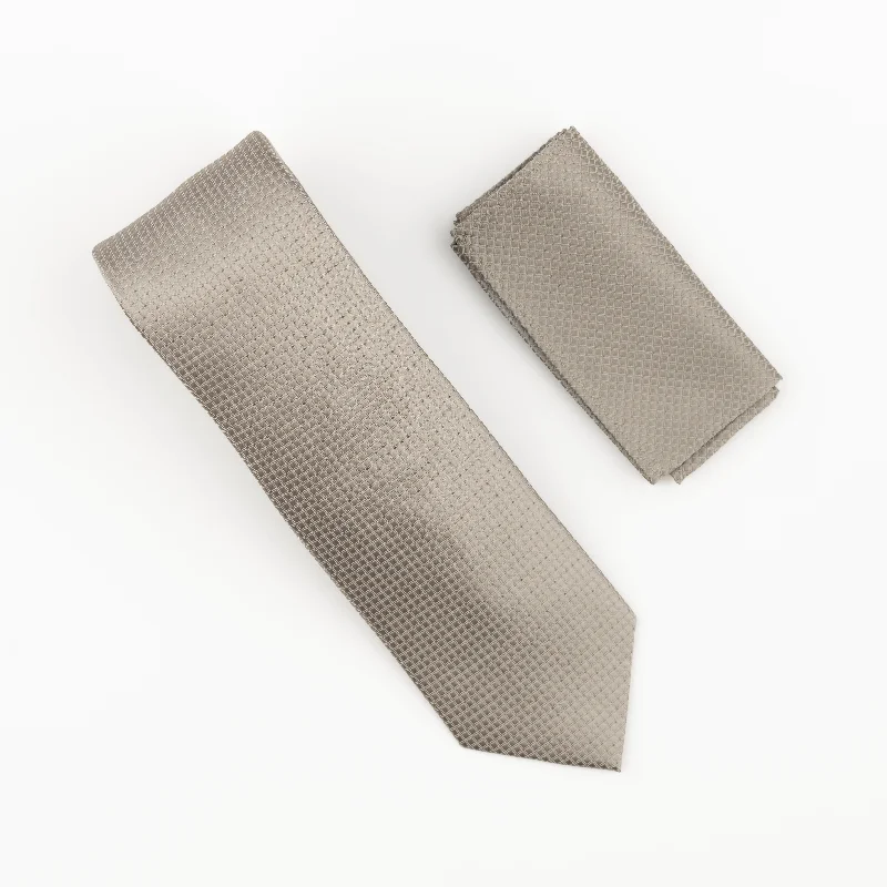 Best silk tie for summer business functions-Olive Micro Grid Extra Long Necktie with Matching Pocket Square