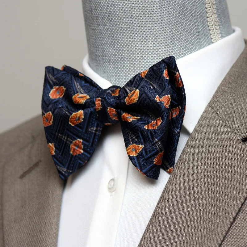 Elegant men's tie for corporate meetings-Orange Poppies Big Butterfly Bow Tie