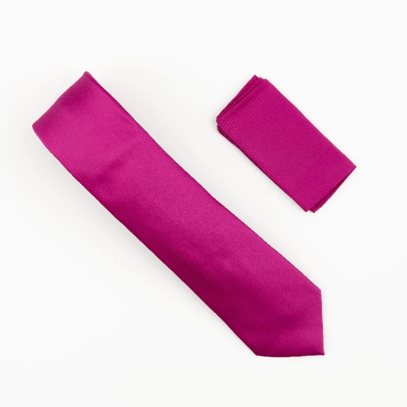 Men's tie with a modern geometric design-Orchid Satin Finish Extra Long Necktie with Matching Pocket Square