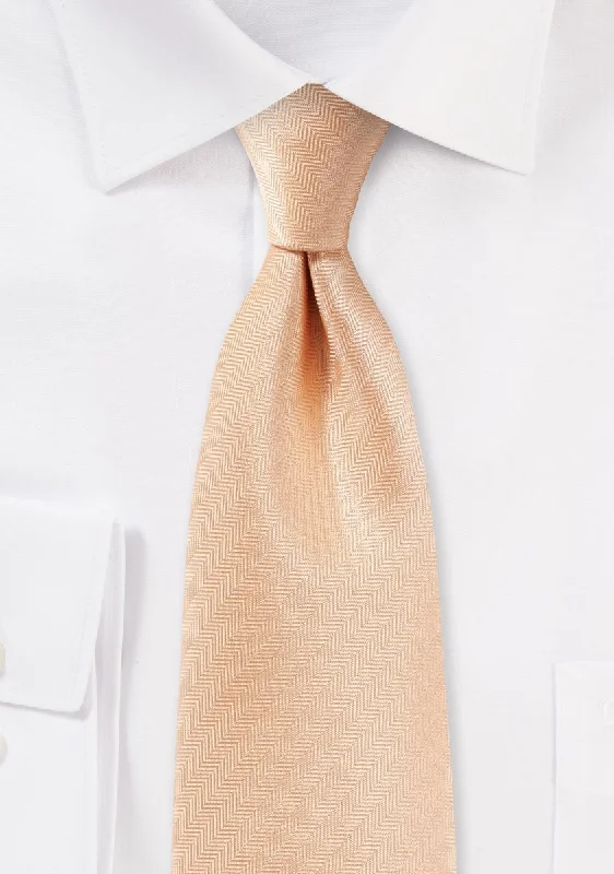 Designer men's tie with sophisticated colors-Peach Apricot Herringbone Necktie