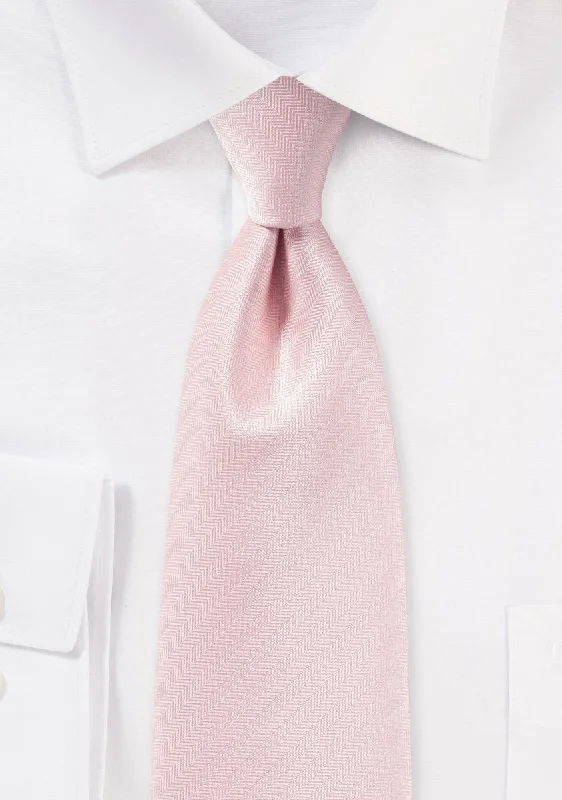 Men's tie with intricate jacquard design-Peach Blush Herringbone Necktie