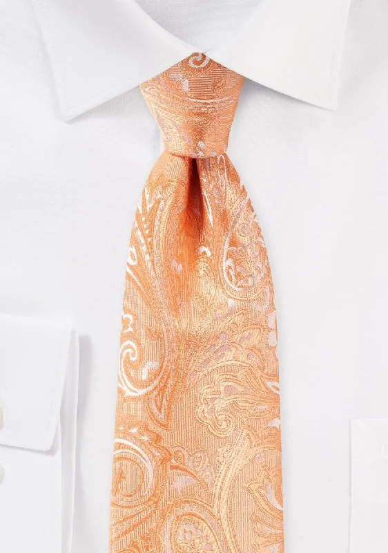 Men's tie with rich textures for holiday wear-Peach Hued Summer Proper Paisley Necktie