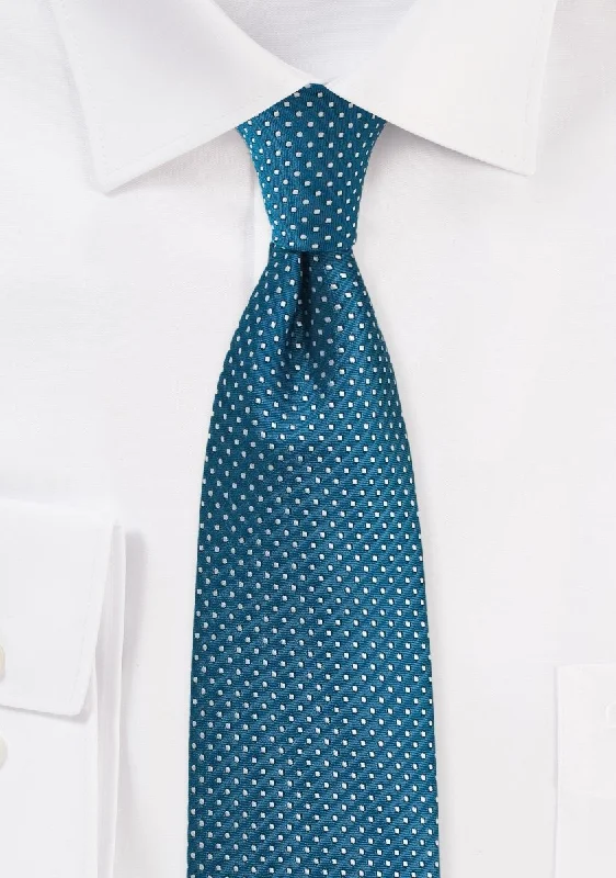 Classic men's tie with a bright pop of color-Peacock Pin Dot Necktie