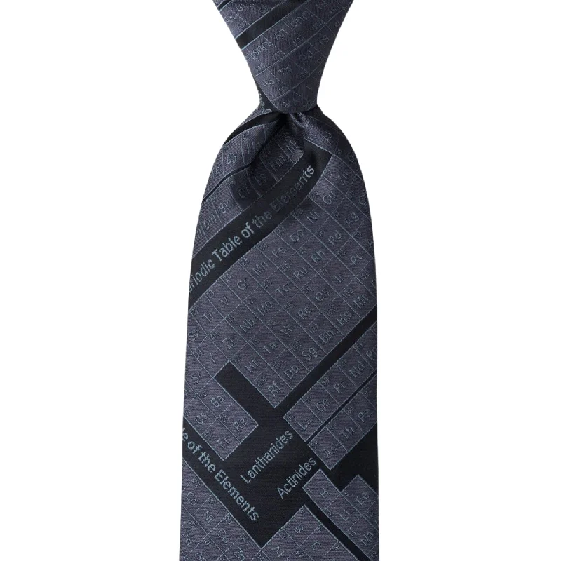 Stylish men's silk tie for evening wear-Periodic Table Skinny Tie in Black