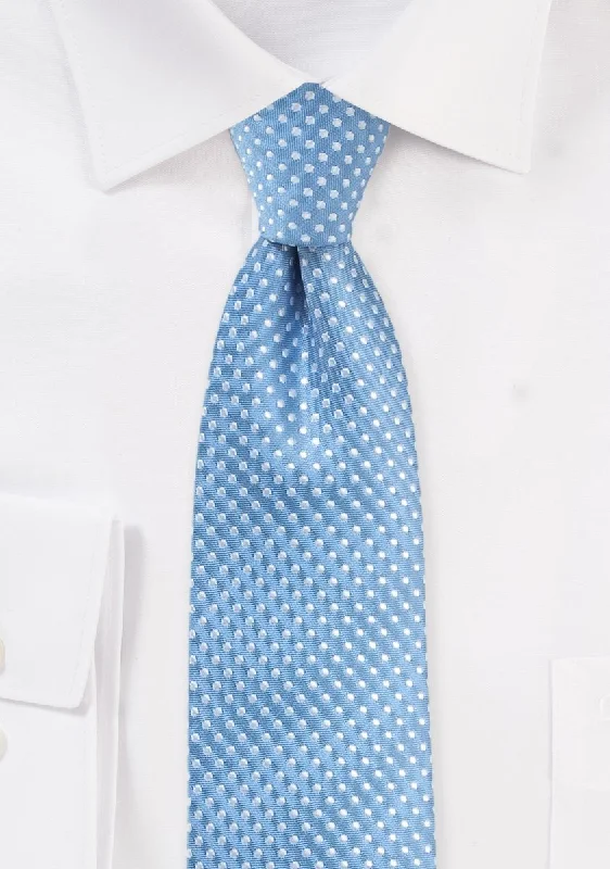 Men's tie with intricate woven patterns-Periwinkle Pin Dot Necktie