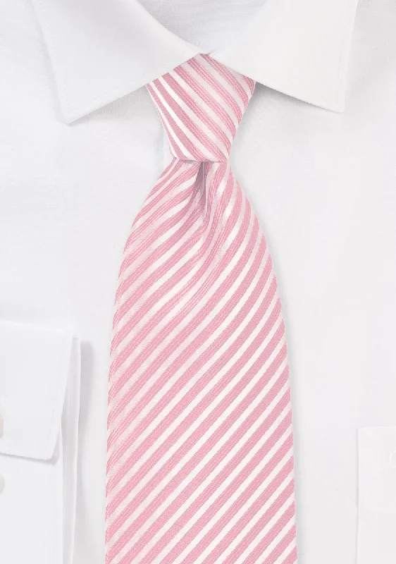 Men's tie with contemporary stripes for business-Petal Pink Narrow Striped Necktie