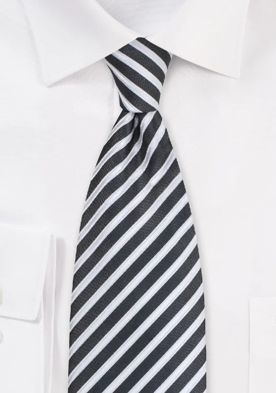 Men's silk tie for upscale dinners-Pewter Summer Striped Necktie