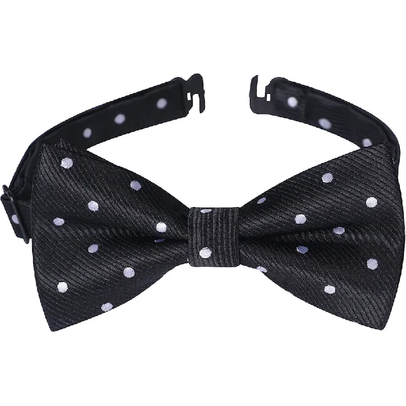 Men's tie with fine linen fabric for summer-Polka Dot Pre-Tied Bow Tie for Boy - BLACK/WHITE 1