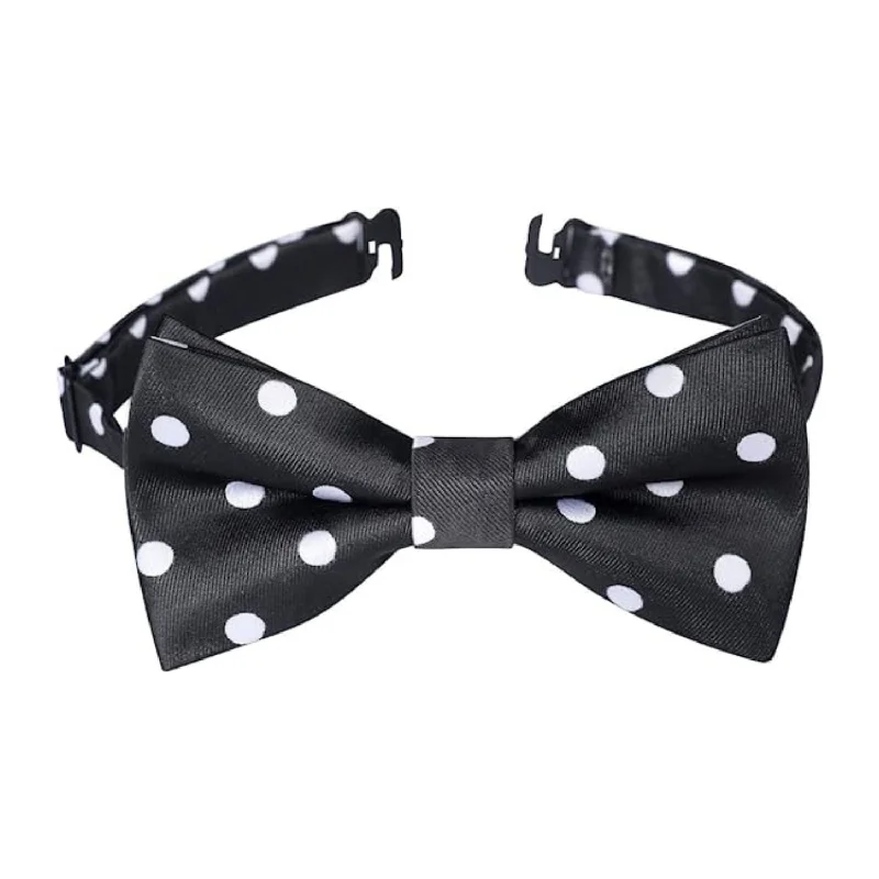 Men's tie for upscale charity events-Polka Dot Pre-Tied Bow Tie for Boy - BLACK/WHITE 2