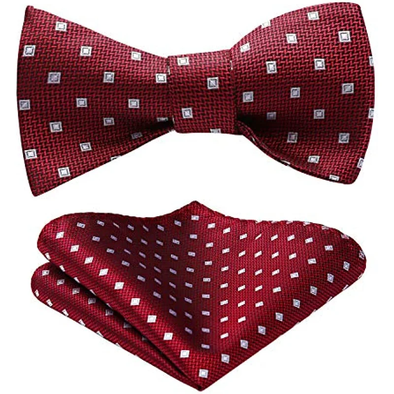 Best men's tie for a corporate look-Polka Dots Bow Tie & Pocket Square - B-RED/WHITE