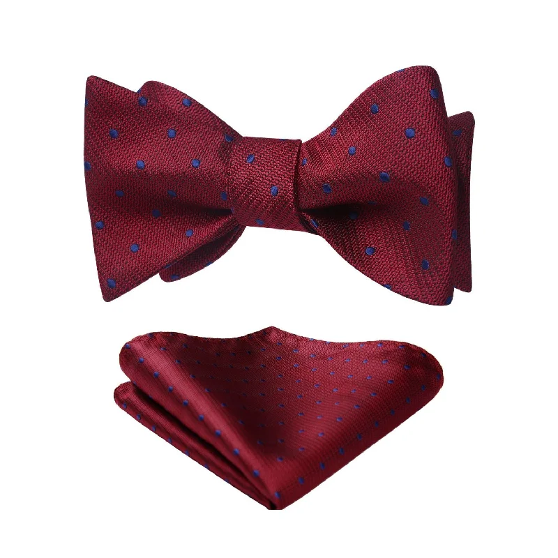 Men's tie with a luxurious shine for evening affairs-Polka Dots Bow Tie & Pocket Square - B-RED