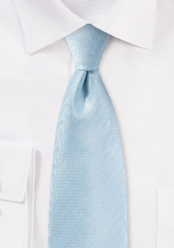 Men's tie for black tie gala-Powder Blue Herringbone Necktie