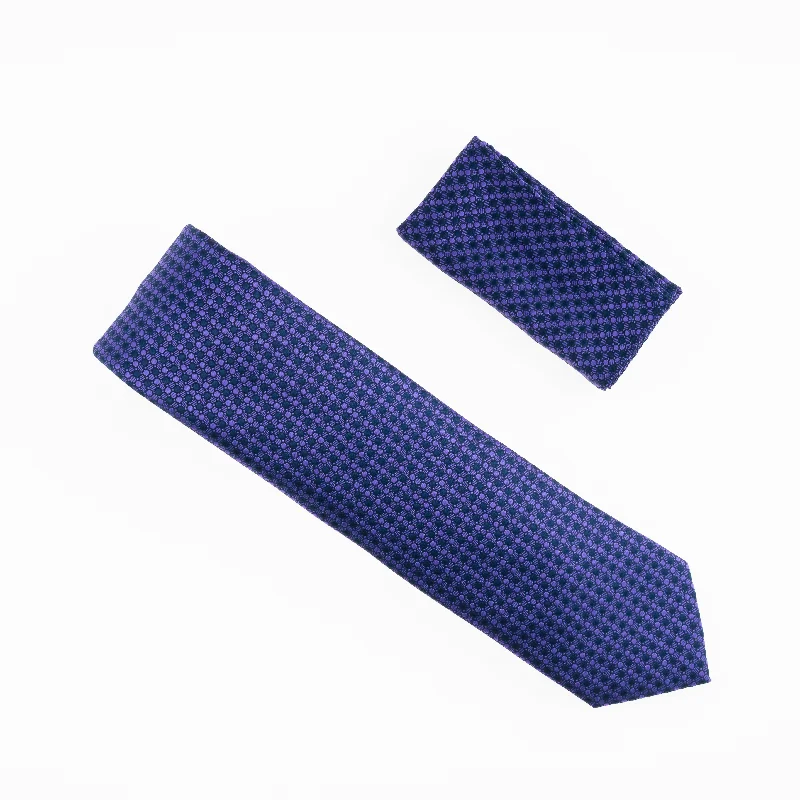 Elegant men's tie for a sophisticated wedding-Purple & Black Designed Extra Long Necktie Tie with Matching Pocket Square