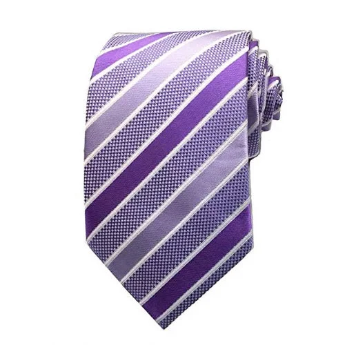 Designer men's tie for premium corporate meetings-Classy Men Purple Striped Silk Tie