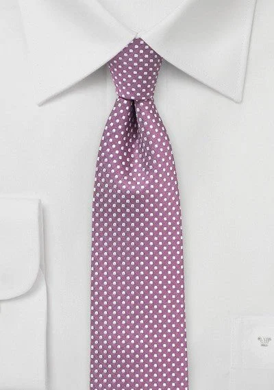 Men's tie with fine texture for job interviews-Raspberry Pin Dot Necktie