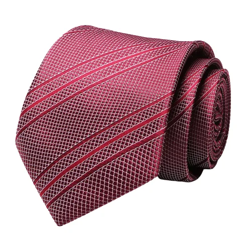 Men's tie with fine texture for job interviews-Classy Men Red Silver Striped Silk Tie