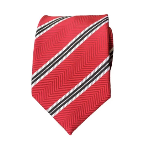 Classic men's tie for professional look-Classy Men Red White Striped Silk Tie