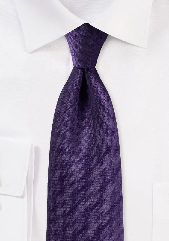 Stylish men's tie with bold patterns-Regency Purple Herringbone Necktie