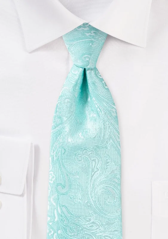 Men's silk tie with paisley design for special occasions-Robins Egg Blue Proper Paisley Necktie