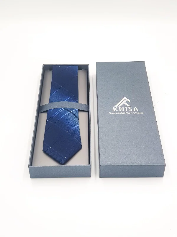 Men's tie for holiday celebrations with rich color palette-Royal Blue Plaid Silk Tie