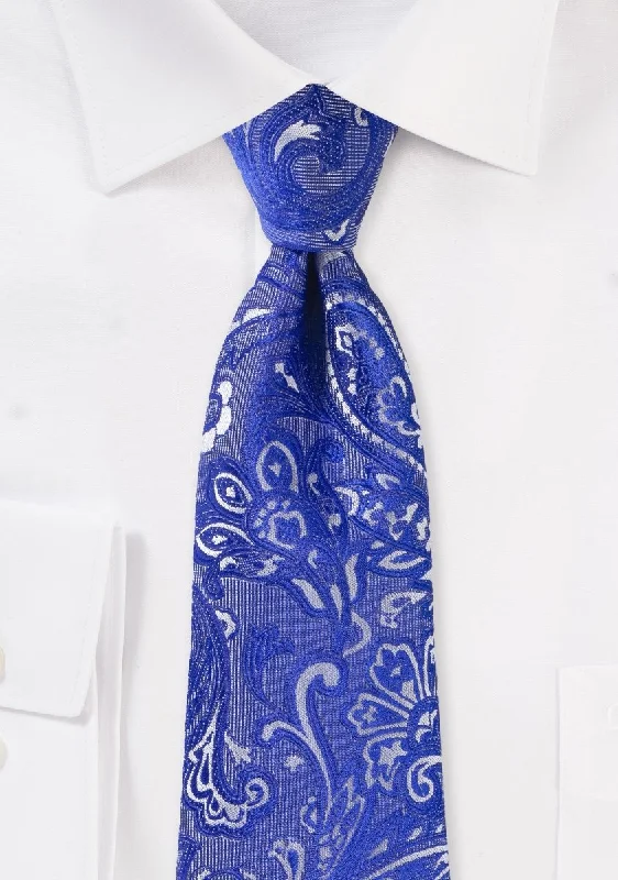 Men's tie for corporate formal functions-Royal Blue Proper Paisley Necktie