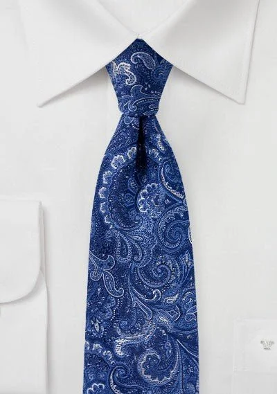 Men's tie for upscale corporate events-Royal Floral Paisley Necktie