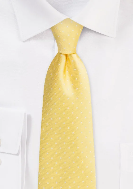 Stylish men's tie for professional look with rich fabric-Saffron Yellow Polka Dot Necktie