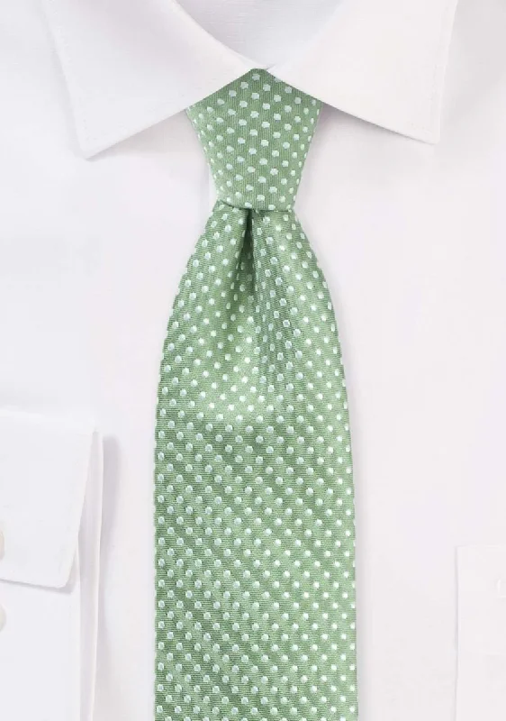 Men's silk tie with smooth texture for casual wear-Sage Pin Dot Necktie