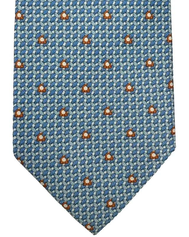 Best men's tie for sophisticated casual wear-Salvatore Ferragamo Silk Tie Blue Micro Pattern Gancini