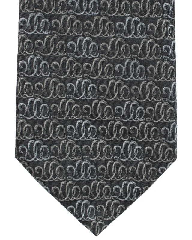 Designer tie for professional men-Salvatore Ferragamo Tie Gray Swirl Design SALE