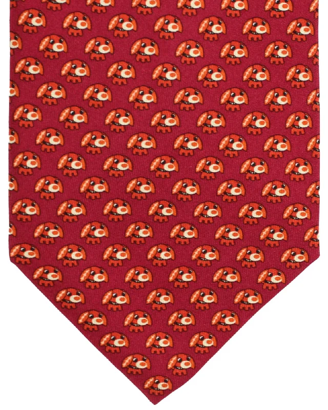 Men's tie for upscale corporate events-Salvatore Ferragamo Tie Bordeaux Dog Novelty FINAL SALE