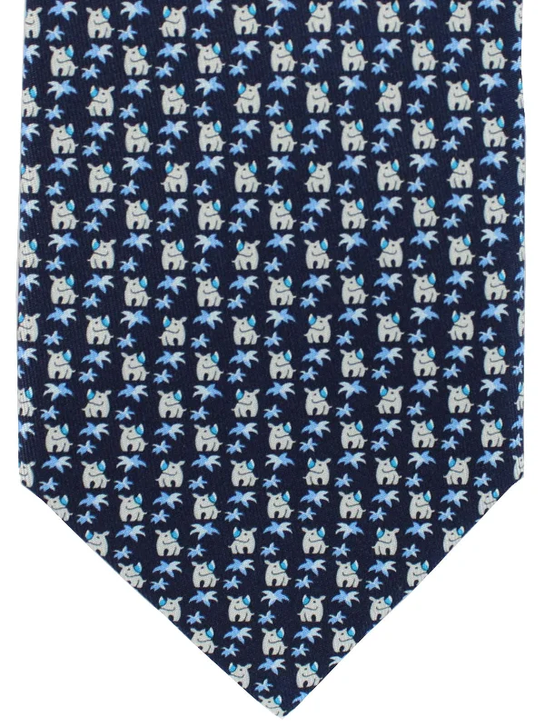 Classic men's tie with subtle designs for business-Salvatore Ferragamo Tie Navy Rhino Novelty