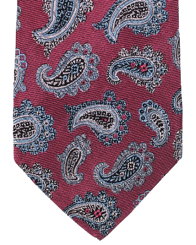 Men's tie for a sophisticated brunch event-Sartorio Napoli Sevenfold Tie Purple Paisley Design