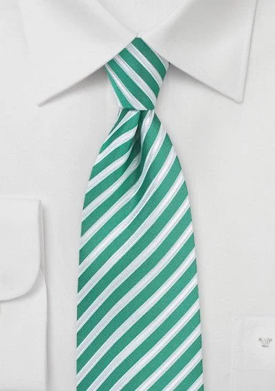 Classic men's tie with diamond pattern-Sea Green Summer Striped Necktie